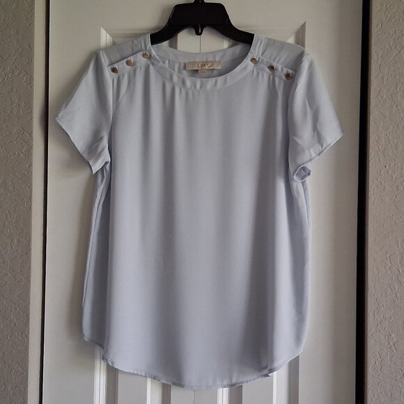 LOFT Light Blue Short Sleeve Blouse Women's Size XS - Picture 2 of 9